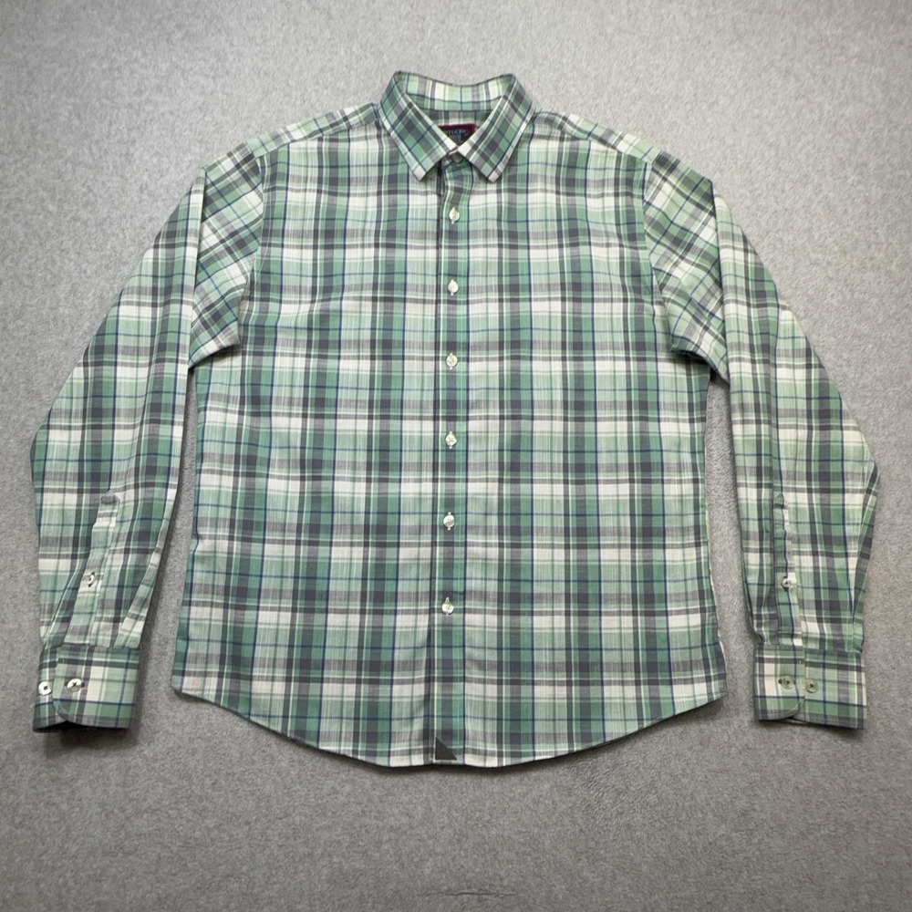 UNTUCKit Shirt Mens Medium Green Plaid Long Sleeve Wrinkle Free Terrantez WF